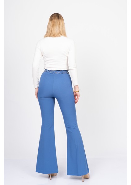 Zincir Aksesuarlı Ispanyol Paça Pantolon 3876 modelleri