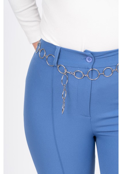Zincir Aksesuarlı Ispanyol Paça Pantolon 3876 fırsatları