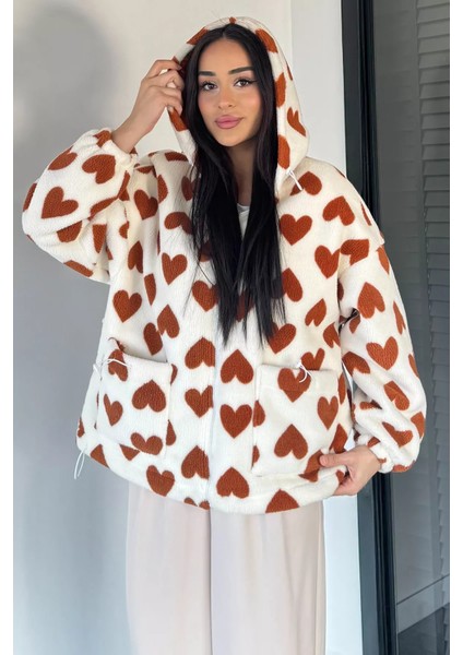 Kadın Kapüşonlu Ön Fermuarlı Iç Astarlı Polar Mont P-00018930