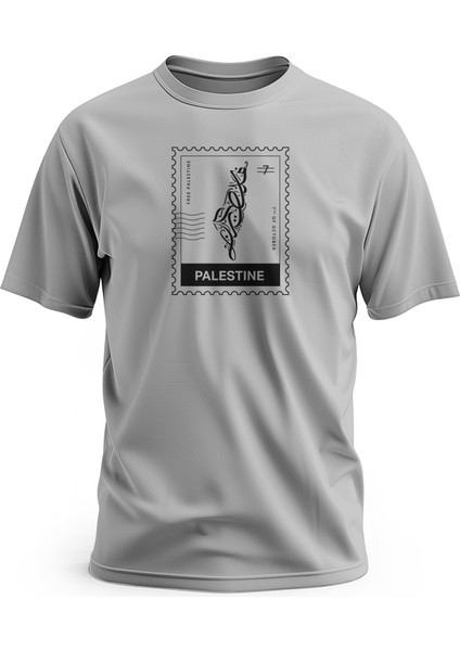Tişört, Kısa Kollu Unisex Filistin Posta Pulu Tasarımlı Dijital Baskılı Rahat T-Shirt
