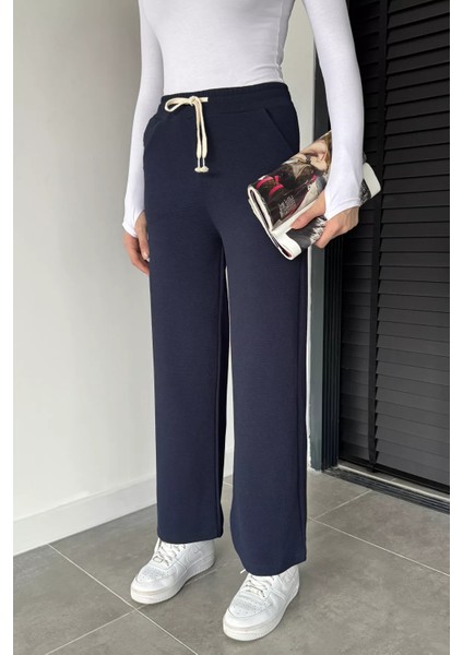 Kadın Bel Lastikli Kendinden Desenli Pantolon P-00019079