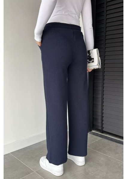 Kadın Bel Lastikli Kendinden Desenli Pantolon P-00019079 modelleri