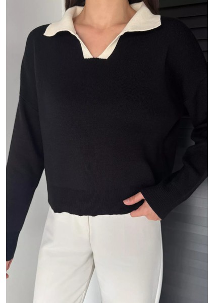 Polo Yaka Salaş Triko Bluz (S,m,l,xl Uyumludur) P-00019068