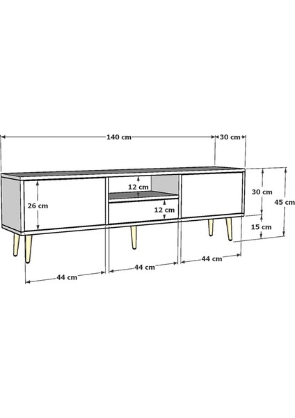 1330DROPCT-128 Tv Sehpası Antrasit-Altın fırsatları
