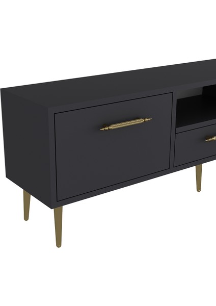 1330DROPCT-128 Tv Sehpası Antrasit-Altın indirimleri