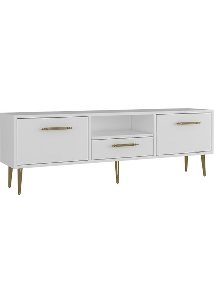 1330DROPCT-128 Tv Sehpası Beyaz-Altın fiyatları