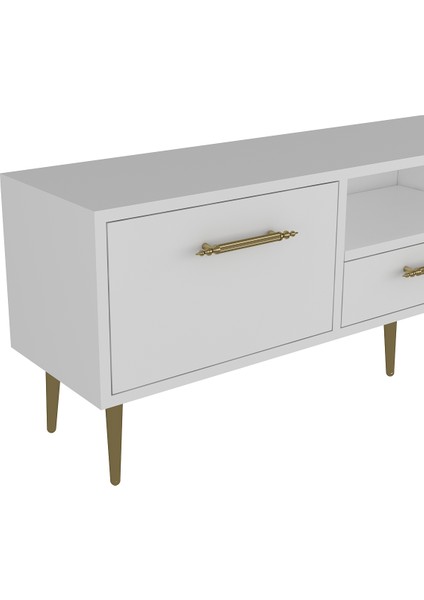 1330DROPCT-128 Tv Sehpası Beyaz-Altın fırsatları