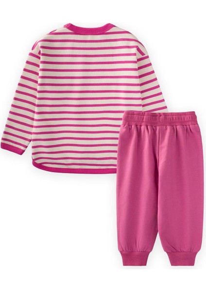 Çizgili Sweatshirt Takım 1-7 Yaş Fuşya fiyatları