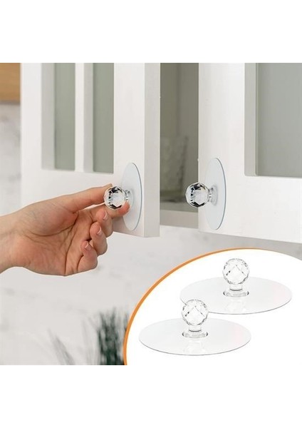 Sıladanal® 2 Adet Kristal Kendiliğinden Güçlü Yapışkanlı Kulp Askısı Tutma Kolu