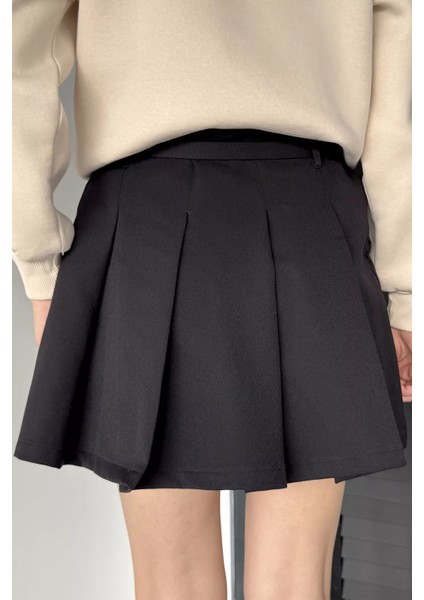 Kadın Kemer Aksesuarlı Fermuarlı Pileli Içi Şortlu Mini Etek P-00019082 fırsatları