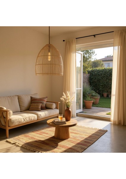 Rattan Thalia Düz Avize