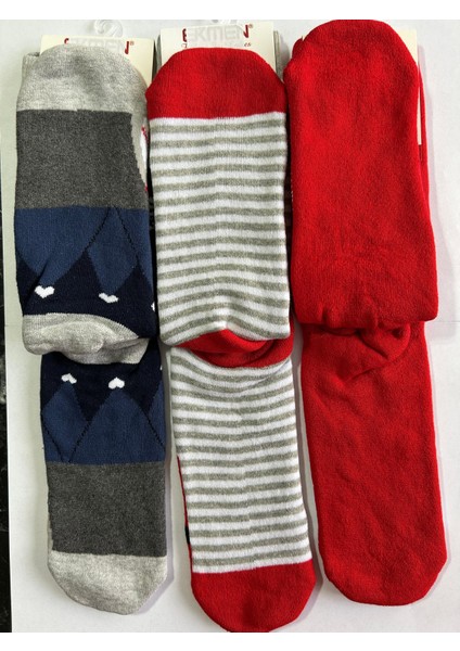 Yeni Yıl, Yılbaşı, Noel, Renkli Havlu Çoraplar, Geyikli, Noel Babalı, Desenli 3 Lü Paket (3 Adet) fırsatları