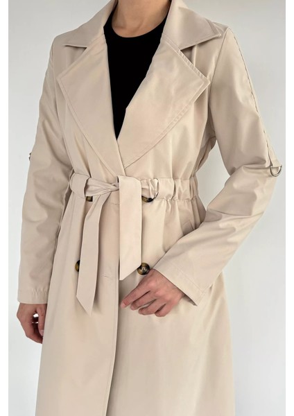 Bel Büzgülü Kuşaklı Kadın Trençkot P-00018732