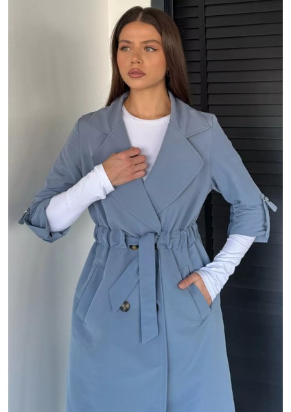 Bel Büzgülü Kuşaklı Kadın Trençkot P-00018732 fırsatları