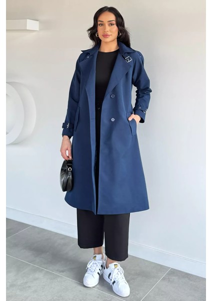 Kadın Iç Astarlı Bel Kuşak Detaylı Trençkot P-00019234