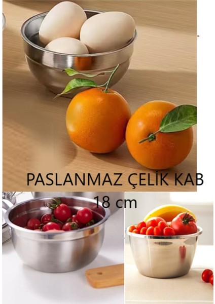 Paslanmaz Çelik Karıştırma Kabı Saklama Kabı Hamur ve Salata Kabı Saklama Kabı