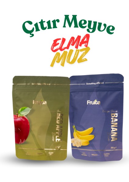 Elma - Muz Dondurularak Kurutulmuş Çıtır Meyve Freeze Dried 50GR