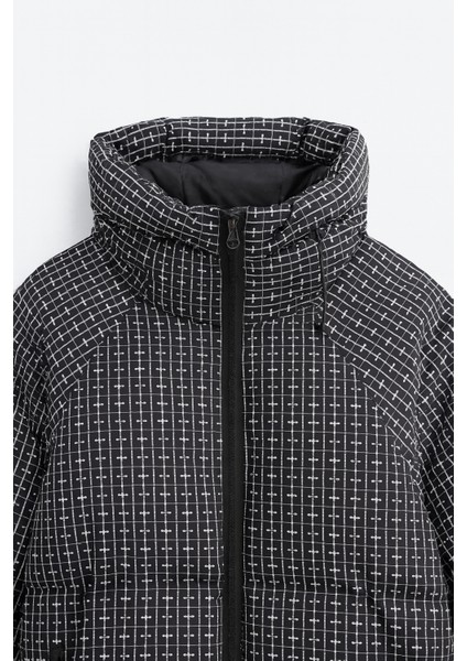 Erkek Astarlı Su ve Rüzgar Geçirmez Dik Yaka Şişme Mont