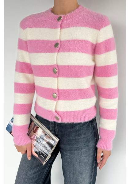 Kadın Renk Bloklu Yumoş Triko Ceket (S-M-L Beden Uyumludur.) P-00018069