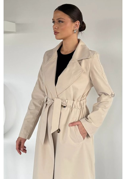 Bel Büzgülü Kuşaklı Kadın Trençkot P-00018732 fırsatları