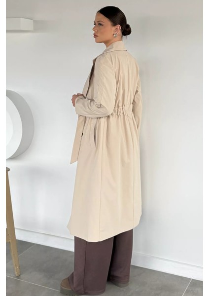 Bel Büzgülü Kuşaklı Kadın Trençkot P-00018732 indirimleri