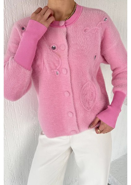 Kadın Pul Işlemeli Yumoş Iplik Triko Ceket (S-M-L-Xl Uyumludur) P-00018068