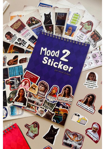 Mood 2 Eğlenceli Sticker Defteri 230+ Adet Bullet Journal, Scrapbook, Laptop, Meme, Mood Sticker