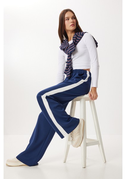 Kontrast Şeritli Modal Eşofman Altı LXA0024 Lacivert modelleri