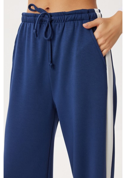 Kontrast Şeritli Modal Eşofman Altı LXA0024 Lacivert indirimleri