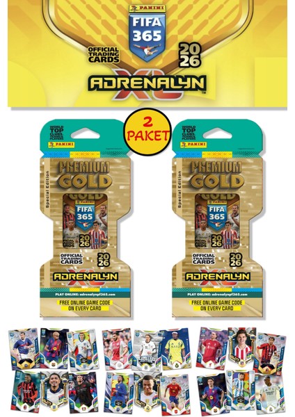 Panini Premium Gold 2026 Adrenalyn XL Futbolcu Kartı Special Edition Eco Blister (2 Paket 28 Kart)