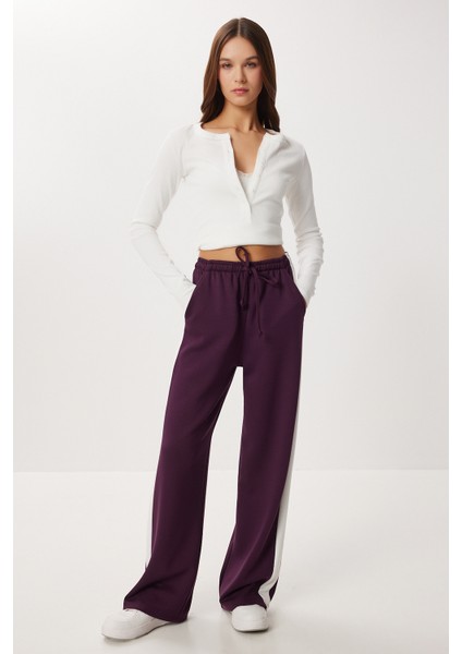 Kontrast Şeritli Modal Eşofman Altı LXA0024 Mürdüm fırsatları