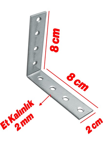 Mobilya Dolap Duvar Sabitleme Metal Köşebent 20X80X80 mm Bağlantı Aparatı L Demiri Gönye 25 Adet fiyatları