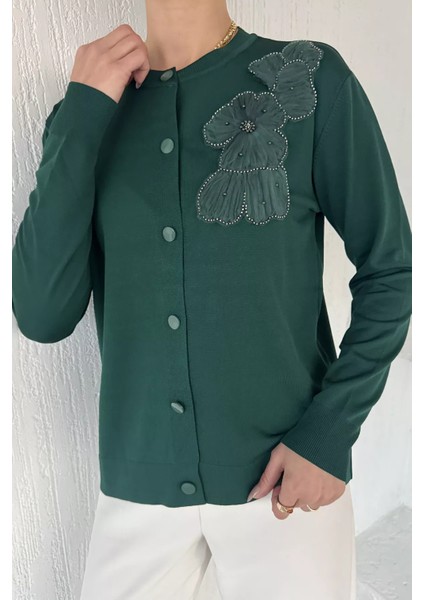 Kadın Tül Işlemeli Triko Hırka (S-M-L-Xl Uyumludur) P-00018061