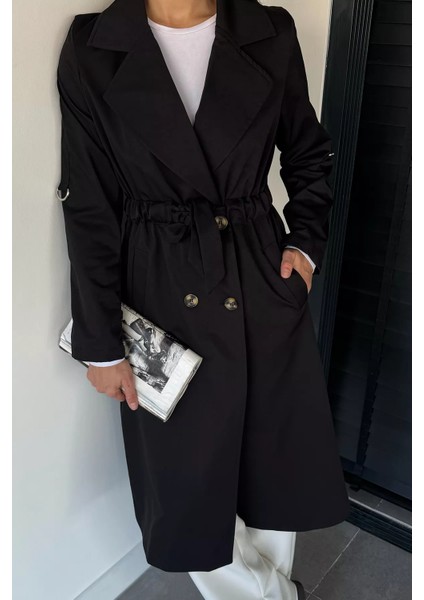 Bel Büzgülü Kuşaklı Kadın Trençkot P-00018732