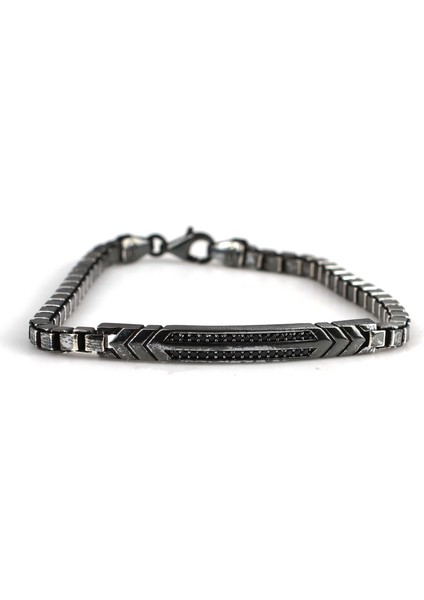 925 Ayar Gümüş Oniks Taşlı Çavuş Motifli Bileklik