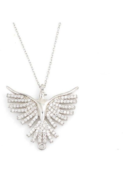 925 Ayar Gümüş Taşlı Zümrüdü Anka Kolye