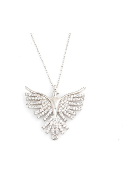 925 Ayar Gümüş Taşlı Zümrüdü Anka Kolye modelleri