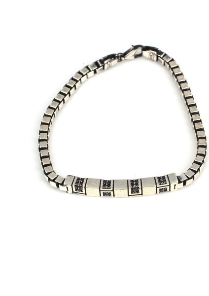 925 Ayar Gümüş Oniks Taşlı Küp Zincirli Bileklik fiyatları