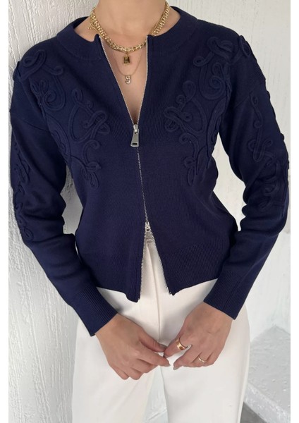 Kadın Fermuarlı Triko Hırka (S-M-L Uyumludur) P-00018060 fiyatları