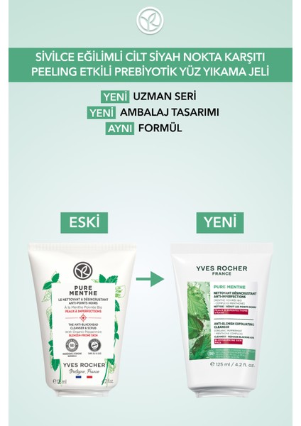 Siyah Nokta Karşıtı Peeling Etki Yüz Yıkama Jeli-Sivilce Eğilimli-Pure Menthe Botanik Kompleks 125ML modelleri