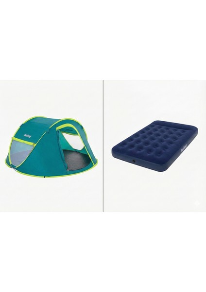 Premium Kamp Seti: 4 Kişilik Çadır + Kendinden Pompalı & Yastıklı Queen Şişme Yatak fiyatları