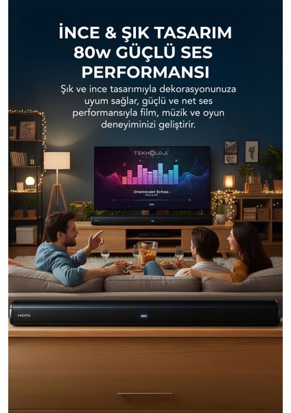 HP-TV05 Soundbar Kablosuz Ev Sinema Sistemi Stereo Hd Ses Kalitesi 80W LED Ekranlı indirimleri