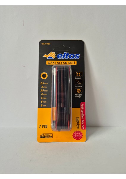 Çakı Alyan Seti (7’li) – Isıl Işlemli Çelik, Kompakt Fold-Up Allen Key Set, Korozyon Dirençli