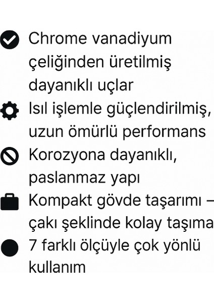 Çakı Alyan Seti (7’li) – Isıl Işlemli Çelik, Kompakt Fold-Up Allen Key Set, Korozyon Dirençli fiyatları