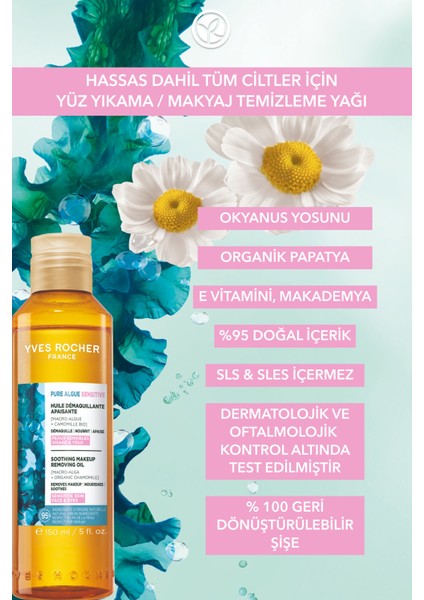 Yüz Yıkama/makyaj Temizleme Yağı-Hassas Dahil Tüm Cilt-Pure Algue Sensitive Botanik Kompleks 150ML indirimleri