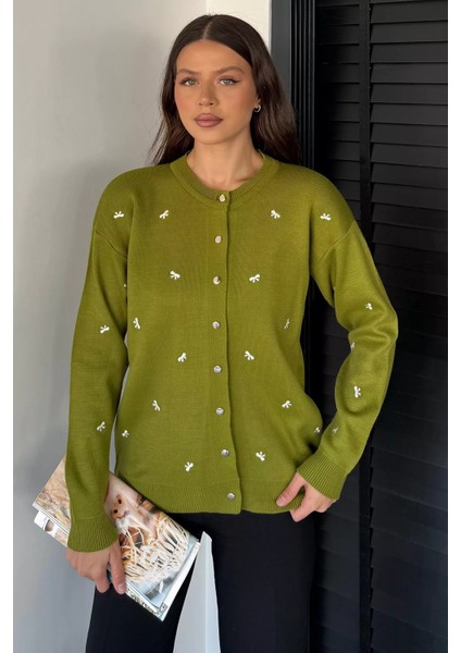 Kadın Fiyonk Nakışlı Triko Hırka P-00018424