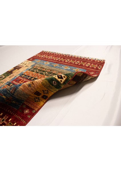 El Dokuma Afgan Halı Gebbeh Desenli Kırmızı Renk 1 Metre Kare