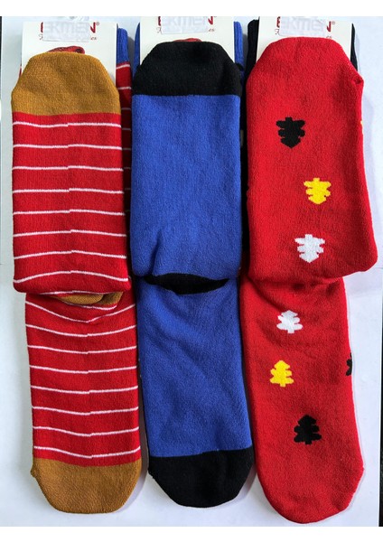 Yeni Yıl, Yılbaşı, Noel, Renkli Havlu Çoraplar, Geyikli, Noel Babalı, Desenli 3 Lü Paket (3 Adet) fırsatları