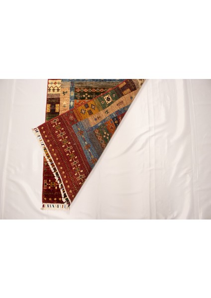 El Dokuma Afgan Halı Gebbeh Desenli Kırmızı Renk 1 Metre Kare