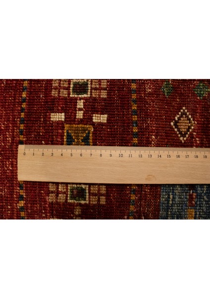 El Dokuma Afgan Halı Gebbeh Desenli Kırmızı Renk 1 Metre Kare